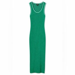 36point5 Green Mesh Knit Midi Dress Sleeveless Racerback L